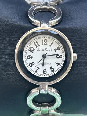 Swisse Ralph White Dial Black Bezel Silver Tone Women’s Quartz Watch